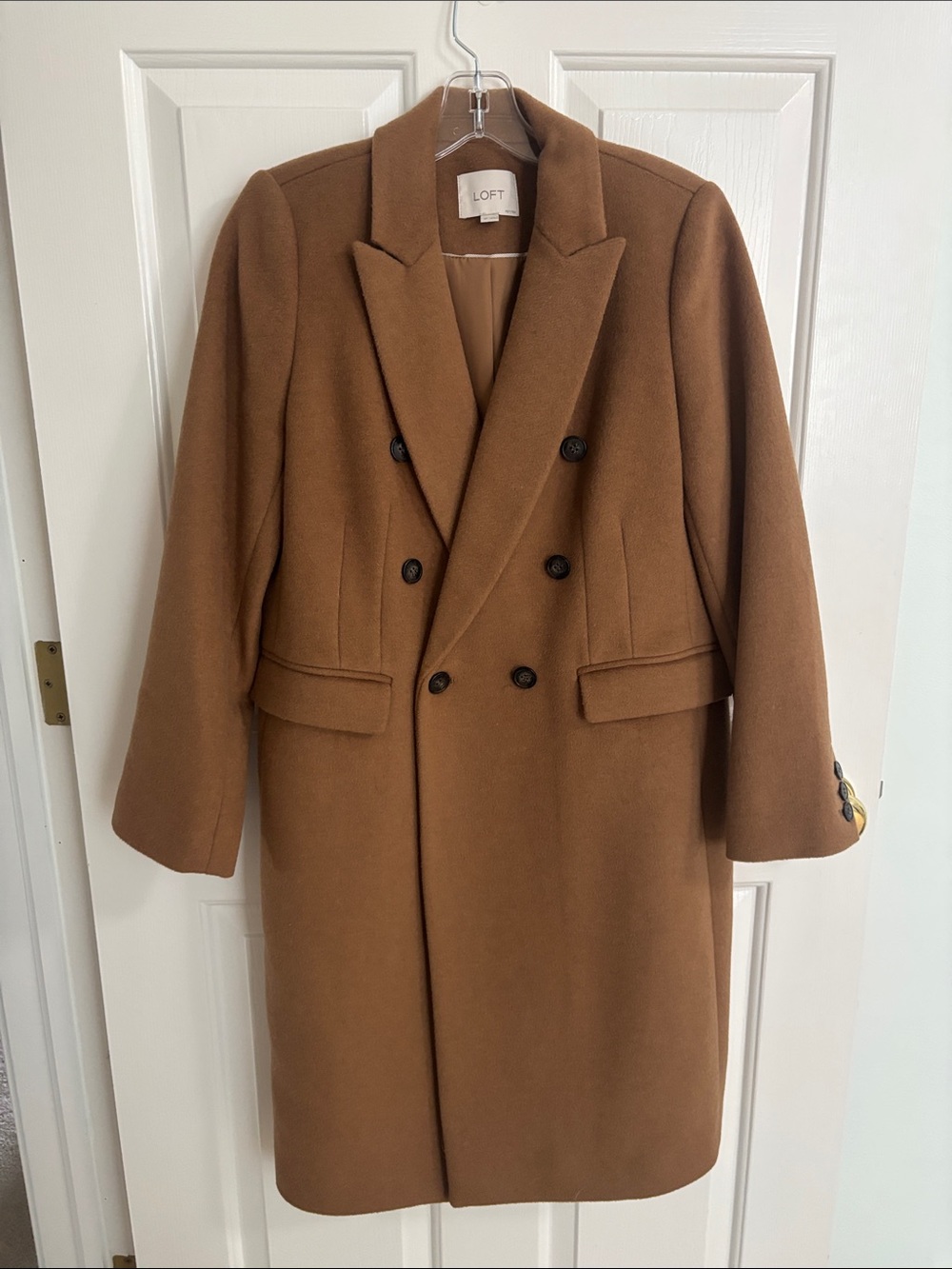 LOFT Double-Breasted Trench Coat in Cognac